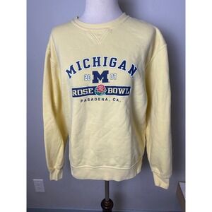 Vintage 2007 Michigan Rose Bowl Sweatshirt Gear For Sports Big Cotton Yellow M